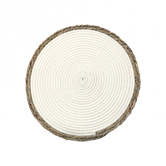 Lugar Americano de Fibra Natural e Algodão Redondo 38cm Paramount Branco Lugar Americano de Fibra Natural e Algodão Redondo 38cm Paramount Branco