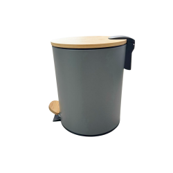 Lixeira com Pedal e Tampa de Bambu Soft 5L Paramount - Cinza
