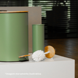 Escova Sanitária com Tampa de Bambu e Suporte Soft Paramount - Verde
