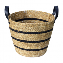 Cesto de Fibra Natural com Alça Paramount Preto 33x28cm