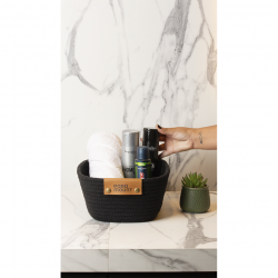 Cesto de Algodão com Alça Paramount Preto 35x25x12cm Cesto de Algodão com Alça Paramount Preto 35x25x12cm