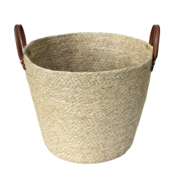 Cesto de Fibra Natural com Alça Paramount Mocca 33x28cm