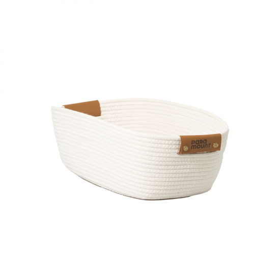 Cesto de Algodão com Alça Paramount Branco 45x30x15cm Cesto de Algodão com Alça Paramount Branco 45x30x15cm