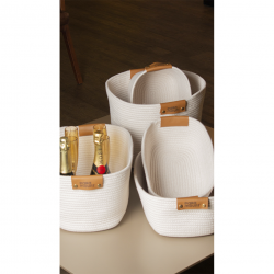 Cesto de Algodão com Alça Paramount Branco 45x30x15cm Cesto de Algodão com Alça Paramount Branco 45x30x15cm