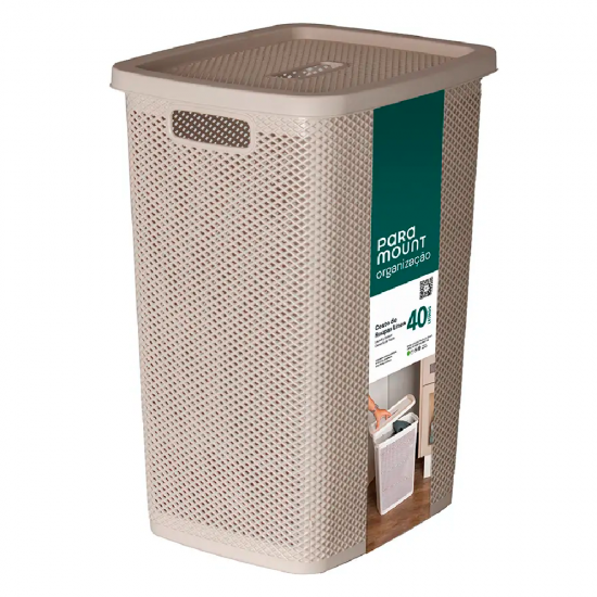 Cesto para Roupas com Tampa Paramount 40L Linea Creme