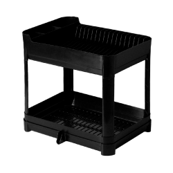 Escorredor de Louças de Plástico Paramount Fly Duplo c/Bandeja Preto Escorredor de Louças de Plástico Paramount Fly Duplo c/Bandeja Preto