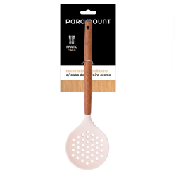 Escumadeira de Silicone Cabo Madeira Paramount Creme