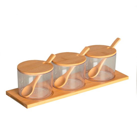 Porta Condimento Paramount em Bambu Redondo c/3 Porta Condimento Paramount em Bambu Redondo c/3