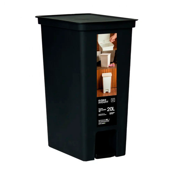 Lixeira com Pedal e Tampa Fly 20L Paramount Preta