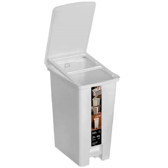 Lixeira com Pedal e Tampa Fly 40L Paramount Branca Seletiva