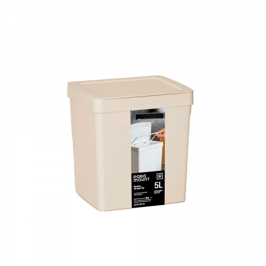 Lixeira com Tampa Fly 5L Paramount Creme
