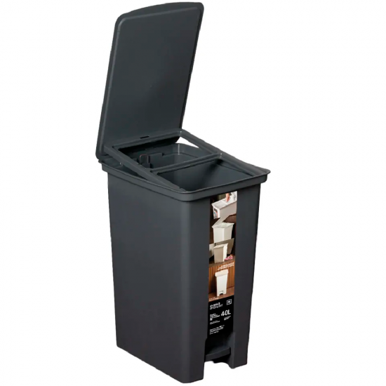 Lixeira com Pedal e Tampa Fly 40L Paramount Chumbo Seletiva