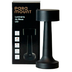 Luminaria de Mesa em Led Paramount Preta Luminaria de Mesa em Led Paramount Preta