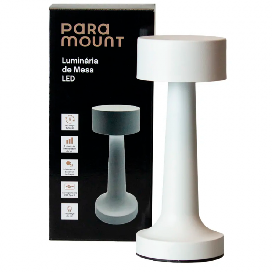 Luminaria de Mesa em Led Paramount Branca Luminaria de Mesa em Led Paramount Branca