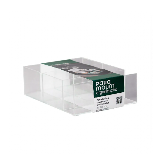Organizador Paramount Diamond 19x15x6cm para Guardanapo e Sachê c/4 Divisões