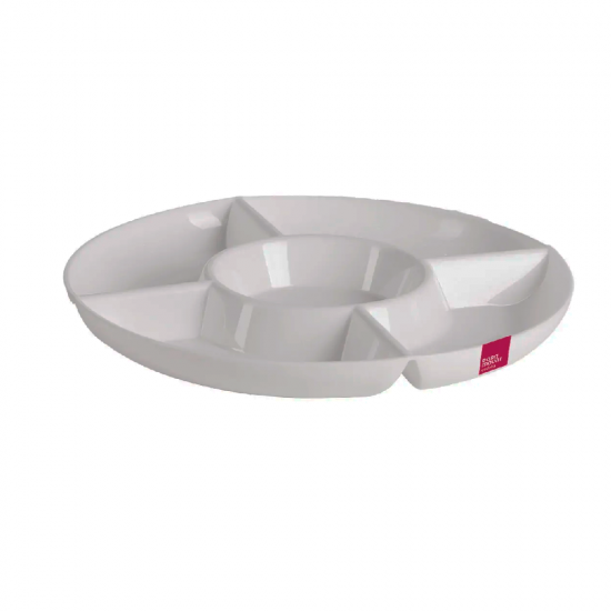 Petisqueira Plástica Paramount Le Chef Redondo Branca c/5 divisões