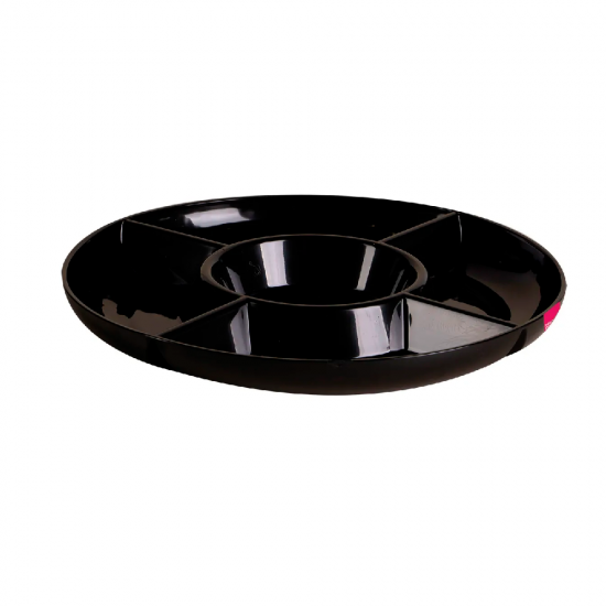 Petisqueira Plástica Paramount Le Chef Redondo Preta c/5 divisões