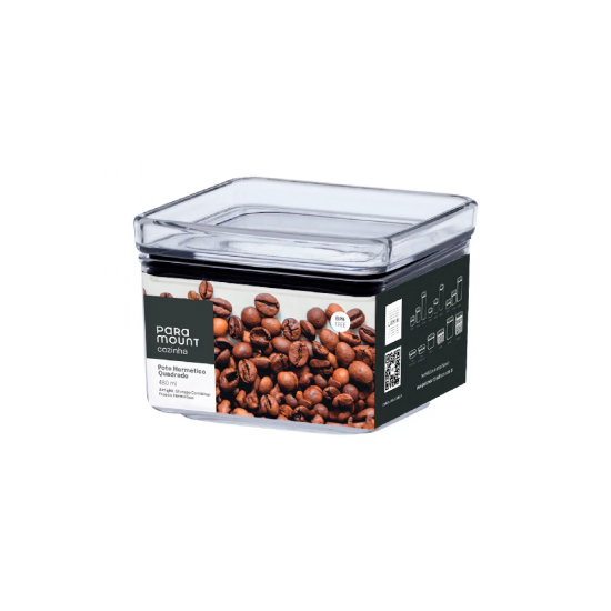 Pote Hermético Quadrado de Acrílico Paramount Lumini 480mL Pote Hermético Quadrado de Acrílico Paramount Lumini 480mL