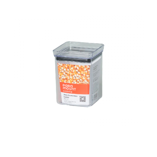 Pote Hermético Quadrado de Acrílico Paramount Lumini 450mL Pote Hermético Quadrado de Acrílico Paramount Lumini 450mL