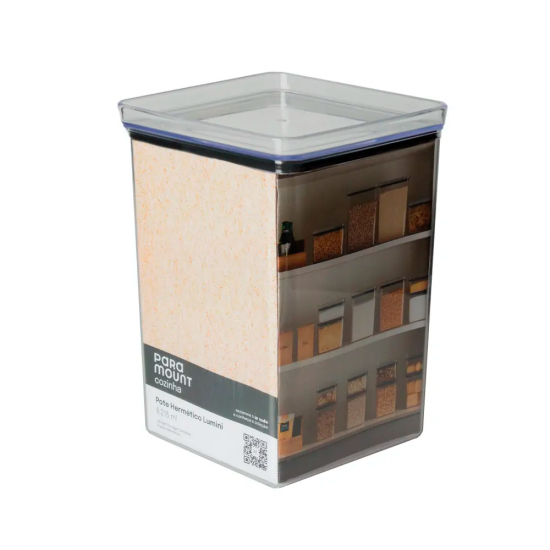 Pote Hermético Quadrado de Acrílico Paramount Lumini 6215mL Pote Hermético Quadrado de Acrílico Paramount Lumini 6215mL