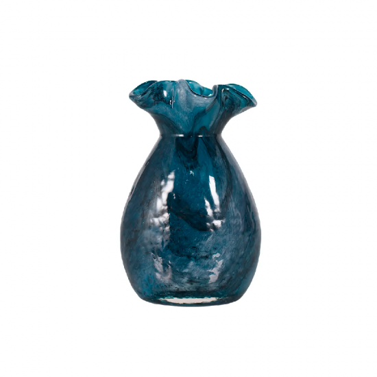 Vaso Decorativo em Vidro Paramount Murano Mesclado 13x20cm Azul Safira Vaso Decorativo em Vidro Paramount Murano Mesclado 13x20cm Azul Safira