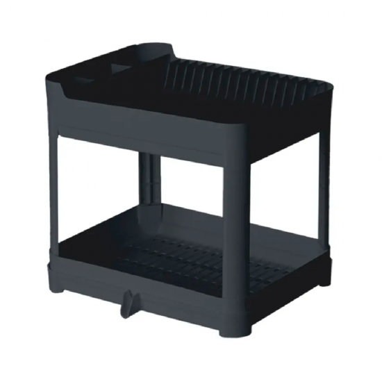 Escorredor de Louças de Plástico Paramount Fly Duplo c/Bandeja Chumbo