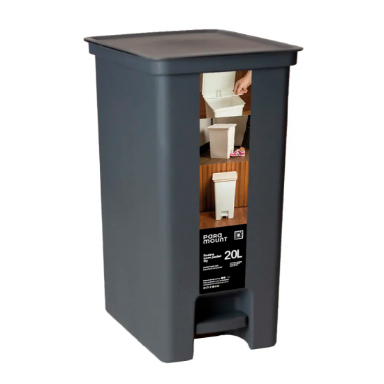 Lixeira com Pedal e Tampa Fly 20L Paramount Chumbo