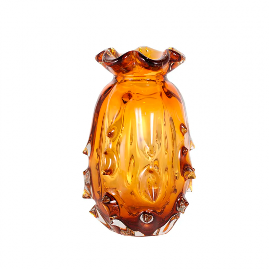 Vaso Decorativo em Vidro Paramount Murano 12x20cm Ambar