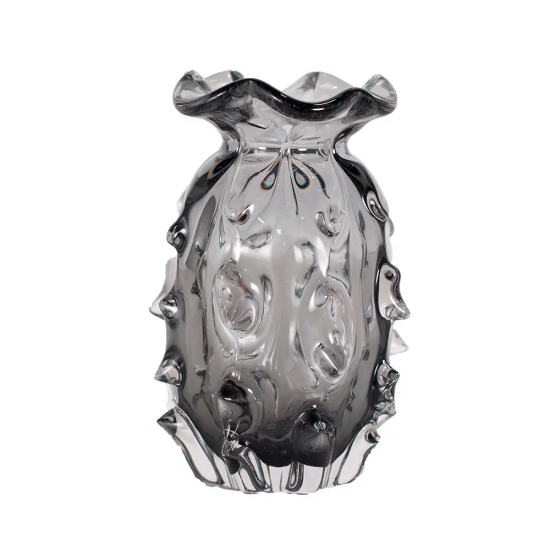 Vaso Decorativo em Vidro Paramount Murano 12x20cm Cinza Quartzo