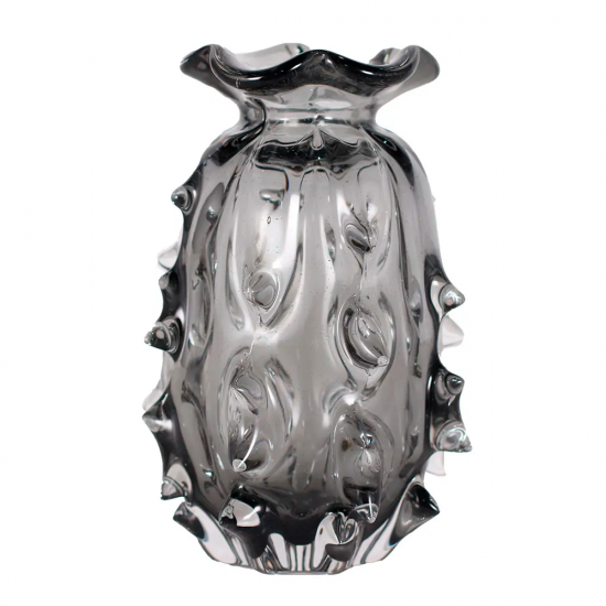 Vaso Decorativo em Vidro Paramount Murano 15x23cm Cinza Quartzo Vaso Decorativo em Vidro Paramount Murano 15x23cm Cinza Quartzo