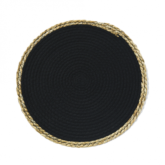 Lugar Americano de Fibra Natural e Algodão 38cm Paramount Preto Lugar Americano de Fibra Natural e Algodão 38cm Paramount Preto