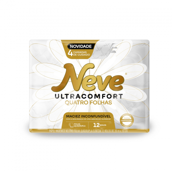 Papel Higiênico Folha Quádrupla Neve Ultracomfort 20m com 12 rolos Papel Higiênico Folha Quádrupla Neve Ultracomfort 20m com 12 rolos
