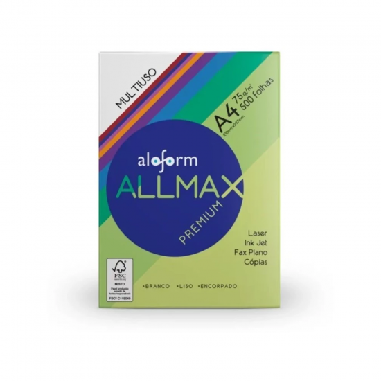 Papel Sulfite A4 Allmax 75g com 500 folhas