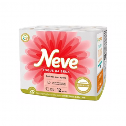 Papel Higiênico Folha Dupla Neve Toque de Seda 20m com 12 rolos 