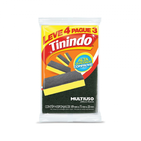 Esponja Dupla Face Multiuso 3M Tinindo com 4 unid. Esponja Dupla Face Multiuso 3M Tinindo com 4 unid.