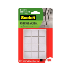 Feltro Adesivo Quadrado 25mm 3M com 12 unid.