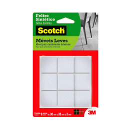 Feltro Adesivo Quadrado 30mm 3M com 9 unid.