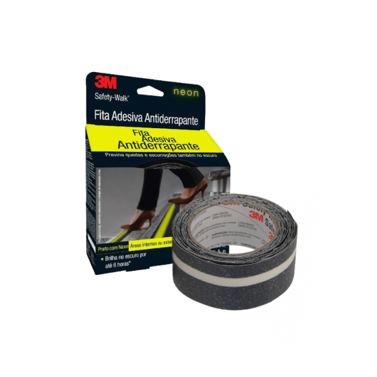 Fita Adesiva Antiderrapante 3M 50mm x 5m Preta e Neon Fita Adesiva Antiderrapante 3M 50mm x 5m Preta e Neon