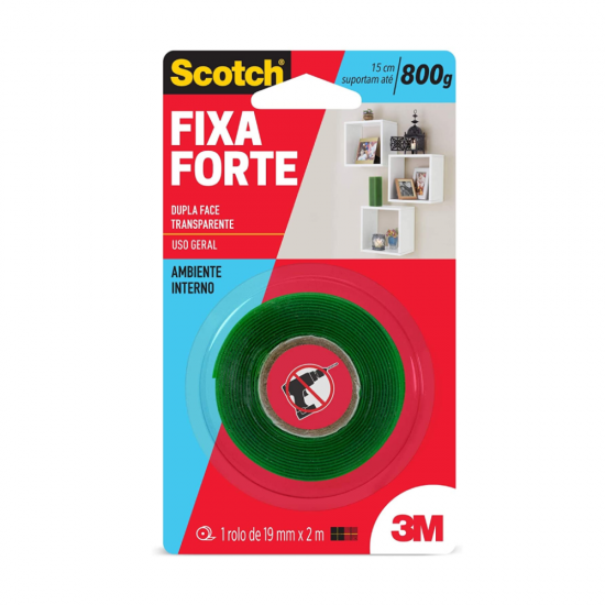 Fita Dupla Face Transparente 3M Fixa Forte 19mm x 2m Fita Dupla Face Transparente 3M Fixa Forte 19mm x 2m