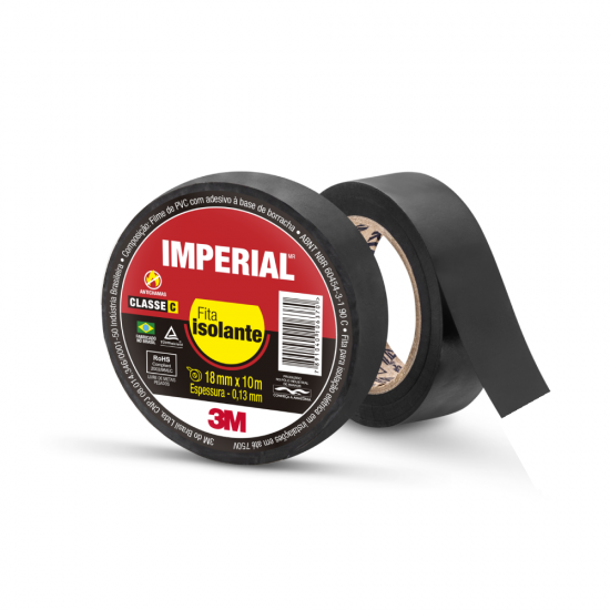 Fita Isolante 3M Imperial 18mm x 10m Preta Fita Isolante 3M Imperial 18mm x 10m Preta