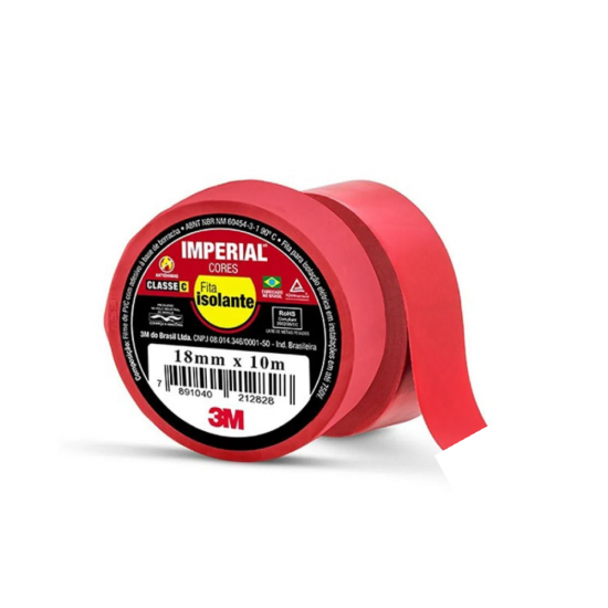 Fita Isolante 3M Imperial 18mm x 10m Vermelha Fita Isolante 3M Imperial 18mm x 10m Vermelha