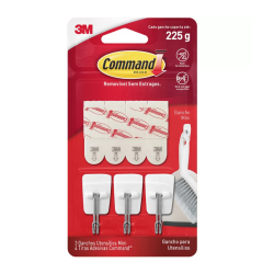 Gancho Adesivo para Utensílios 3M Command com 3 unid. - até 225g