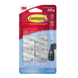 Gancho Adesivo Mini 3M Command Transparente com 6 unid. - até 225g