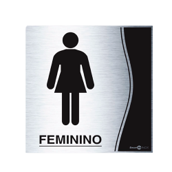 Placa de Sinalização em Inox Encartale BANHEIRO FEMININO 