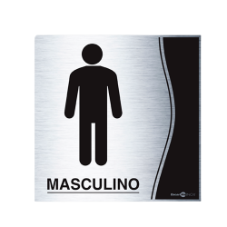 Placa de Sinalização em Inox Encartale BANHEIRO MASCULINO
