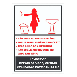 Placa de Sinalização Plástica Ferja BANHEIRO FEMININO PROCEDIMENTO