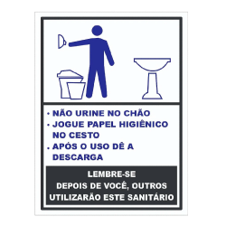 Placa de Sinalização Plástica Ferja BANHEIRO MASCULINO PROCEDIMENTO