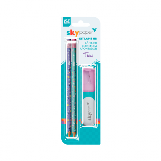 Kit Lápis + Borracha + Apontador Skypaper 