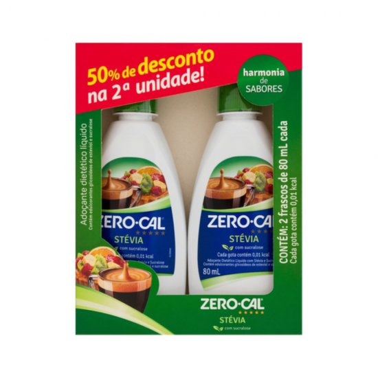 Adoçante Líquido Zero-Cal Stévia 80mL com 2 unid. Adoçante Líquido Zero-Cal Stévia 80mL com 2 unid.