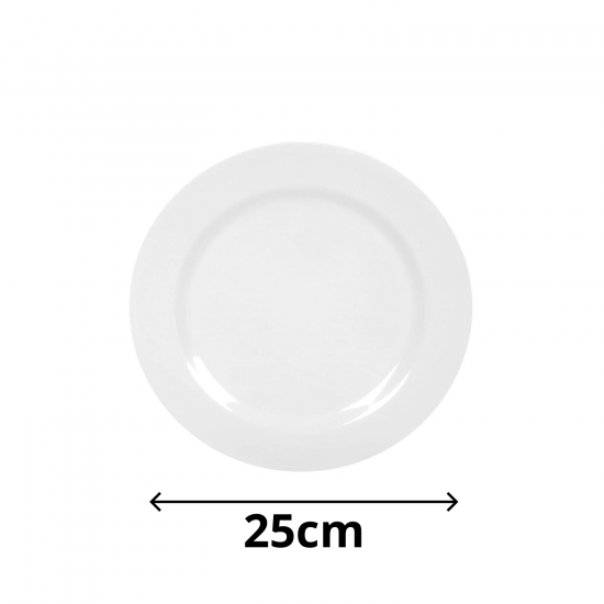 Prato de Melanina Raso 25cm Yazi Branco Prato de Melanina Raso 25cm Yazi Branco